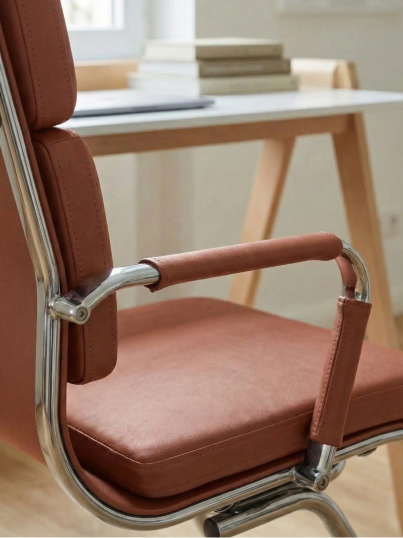 Fast kontorstol med lavt ryglæn og polstret finish - Alu S FurnMod - 22