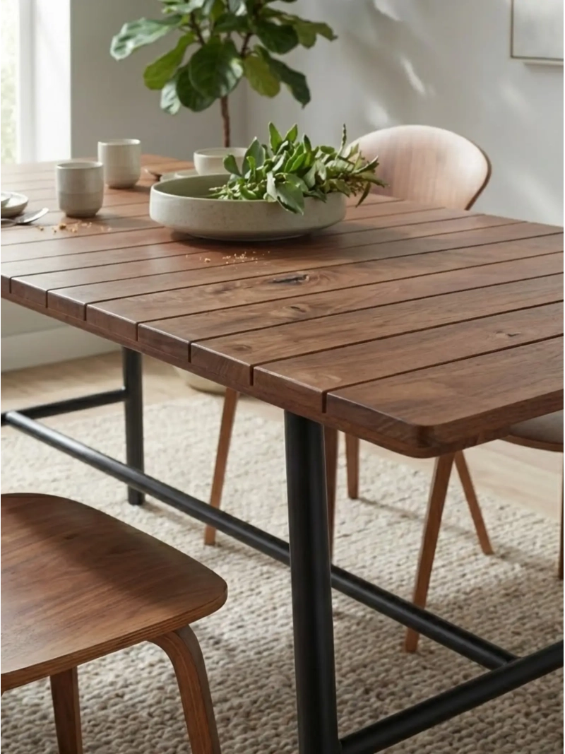 High-End Teollisuuspöytä (180x90cm) - High-End Industrial Solid Teak Wood Table (180x90cm) - Fare FurnMod - 1
