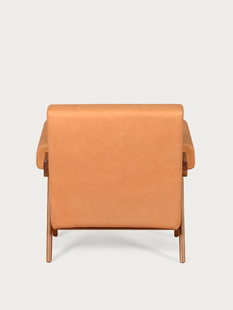 Sillón vintage en madera de teca y piel italiana - Compass S FurnMod - 1