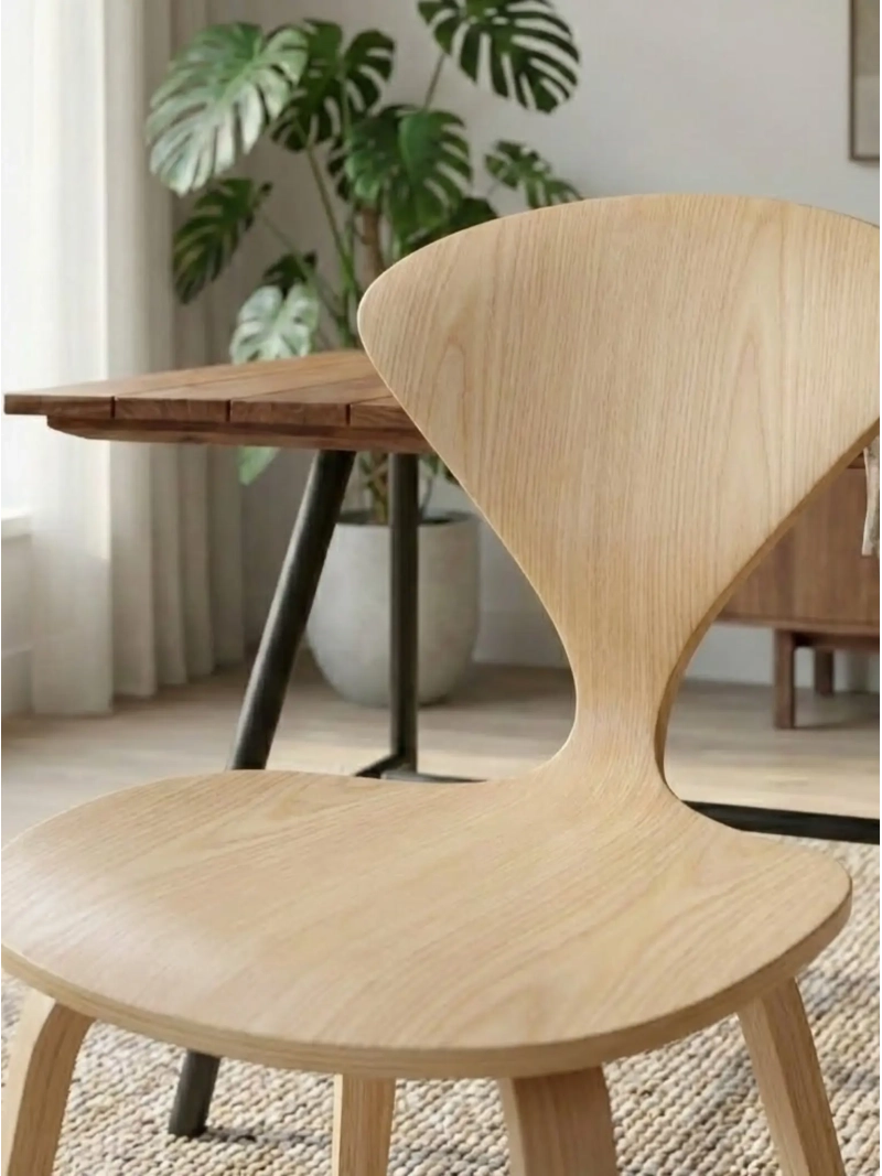 Chaise de salle à manger scandinave en bois naturel - Cherner