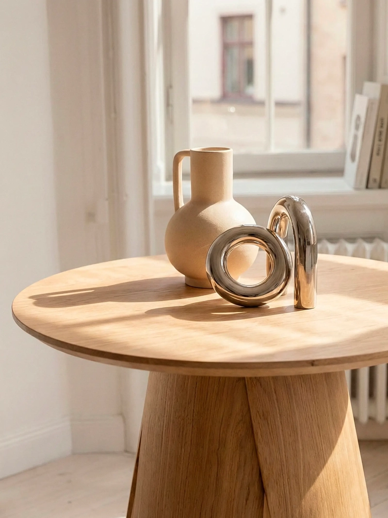 Round ash wood dining table (80cm) - Pluto FurnMod - 4