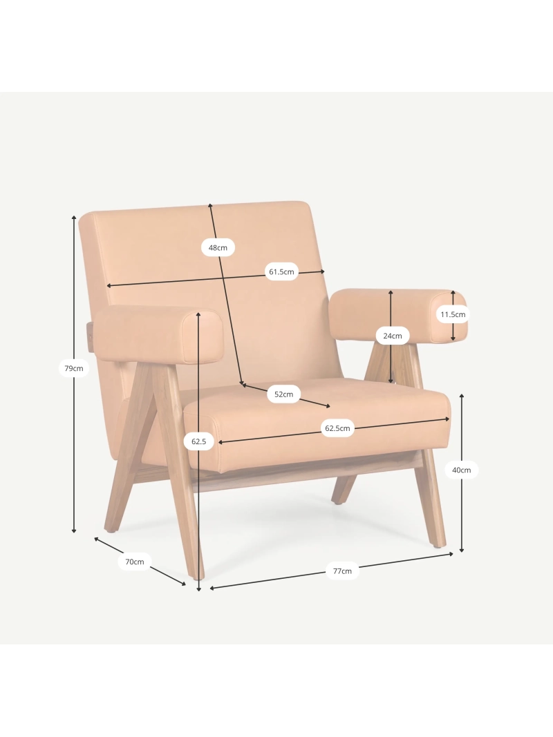 Cadeirão vintage em madeira de teca e couro italiano - Compass S FurnMod - 10