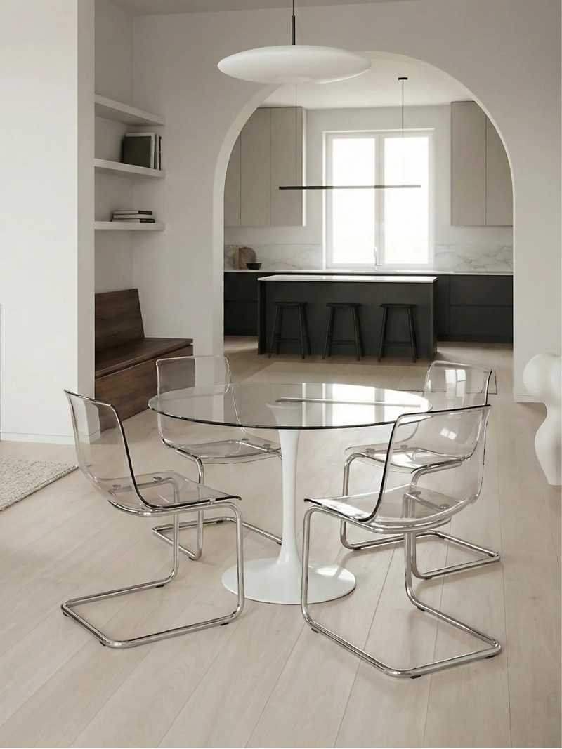 Designerskie krzesło z przezroczystym siedziskiem - Dresden FurnMod - 1