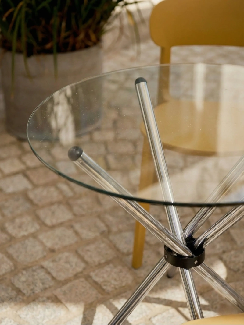 Round glass kitchen table (90cm) - Round FurnMod - 1