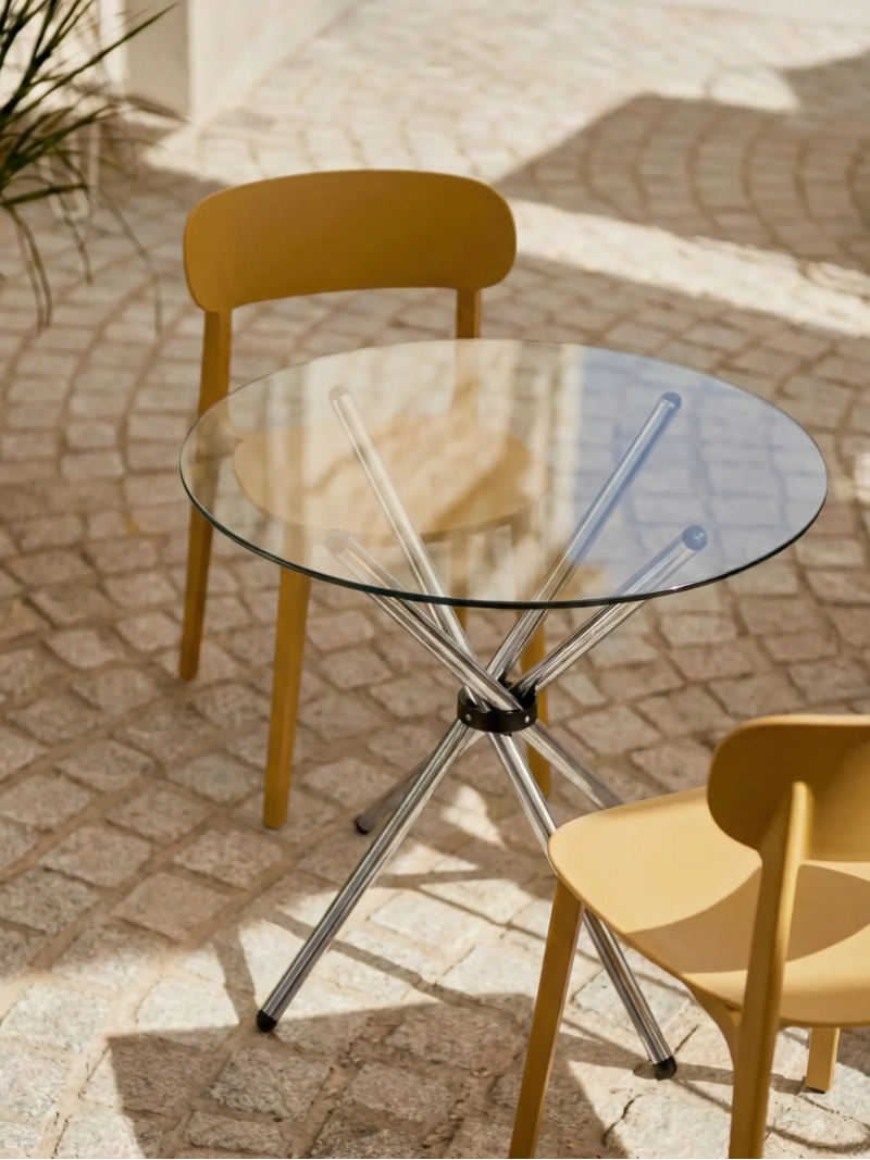 Mesa de cocina redonda de cristal (90cm) - Round FurnMod - 1