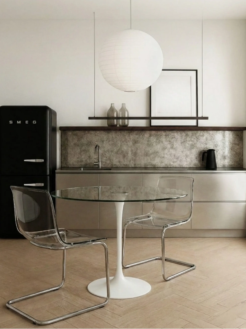 Matbord i härdat glas och aluminium - Mirror FurnMod - 1