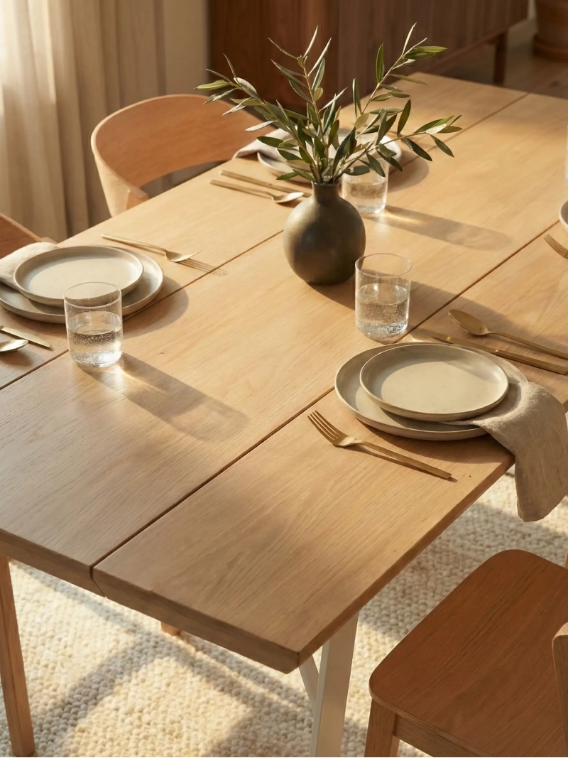 Rectangular dining table in ash and steel (165x85cm) - Sophie FurnMod - 1