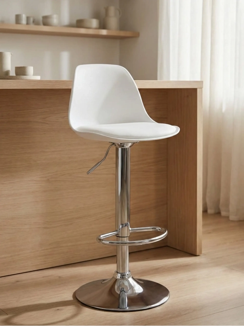Adjustable Bar Stool with Padded Cushion and Footrest - Kansas FurnMod - 1