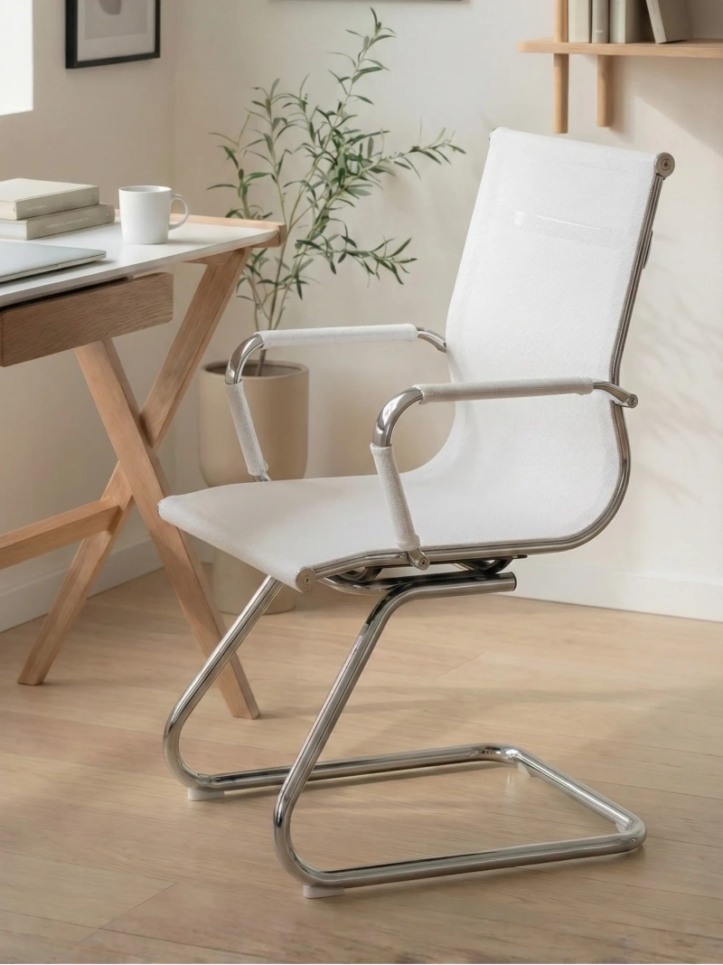 Sedia per sala riunioni con schienale basso in rete di fibra traspirante - Alu FurnMod - 12
