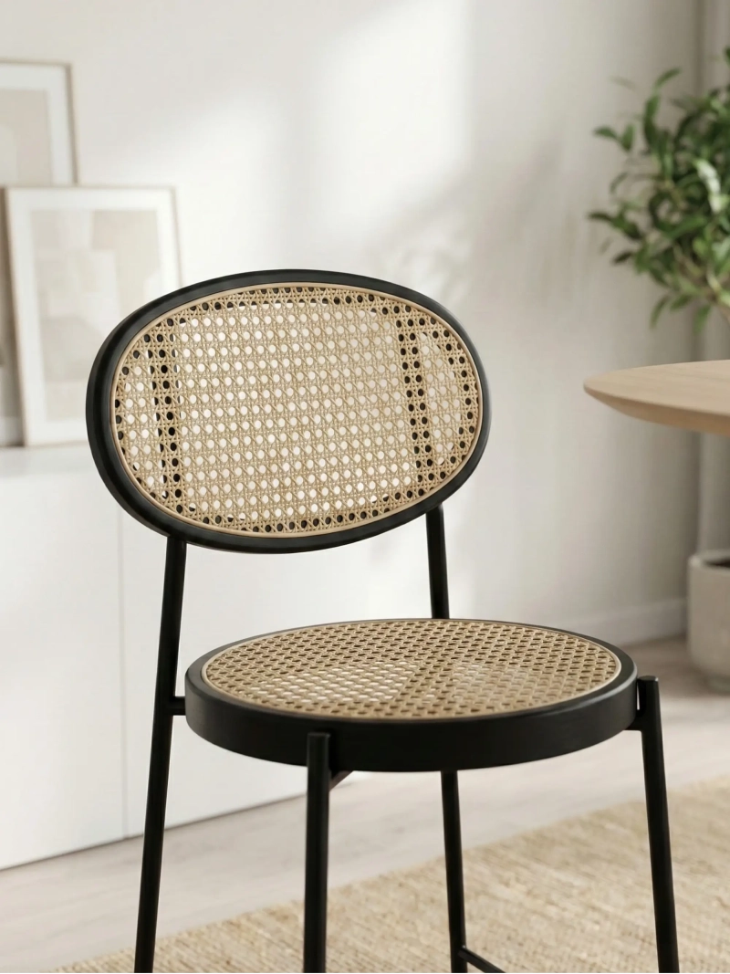 banco vintage com design clássico em rotim natural (65cm) - North FurnMod - 1