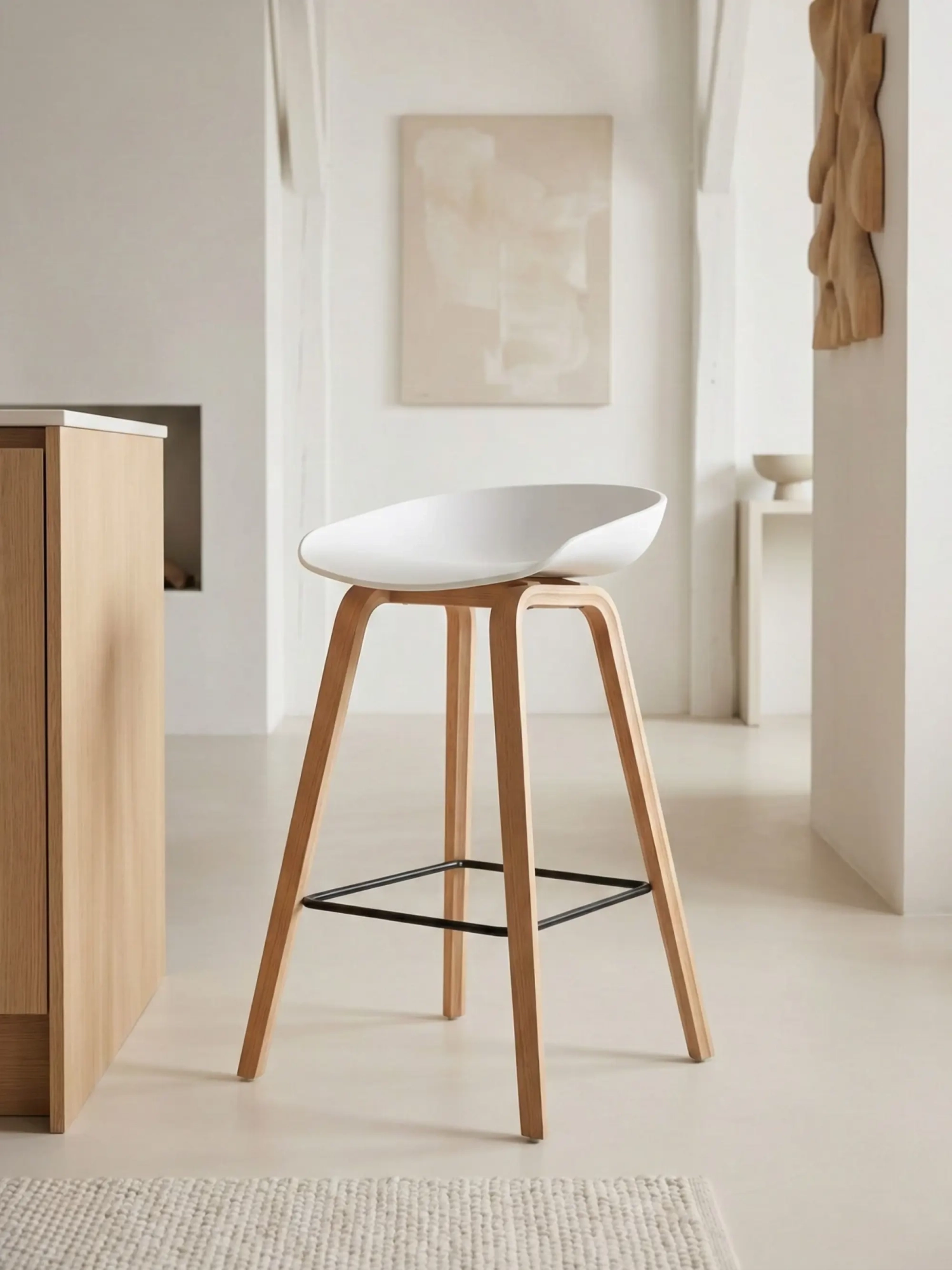 stool comforter with beech wood legs (63cm) - Daxer FurnMod - 1