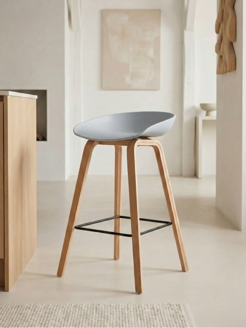 Taburete nórdico con patas de madera de haya (63cm) - Daxer FurnMod - 15