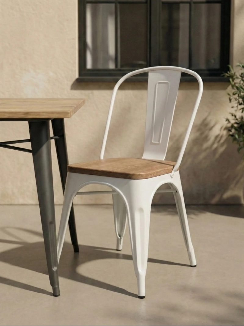 Fém szék szilfa ülőfelülettel - Bistro FurnMod - 10