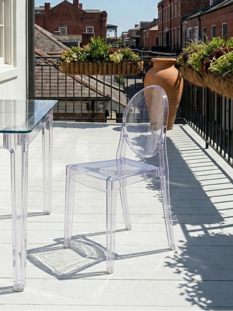Silla de comedor retro de plástico transparente - Lousiana FurnMod - 1