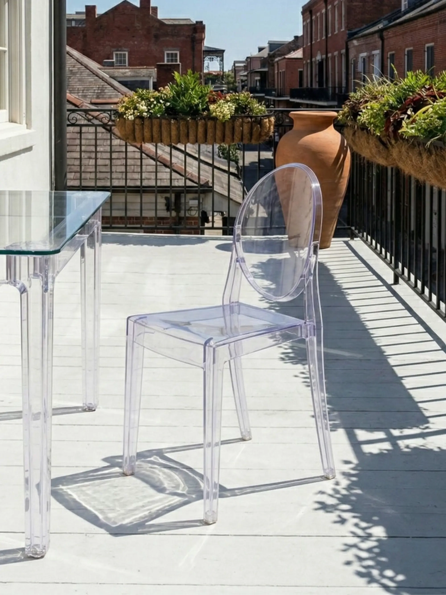 Sedia da pranzo retrò in plastica trasparente - Lousiana FurnMod - 1