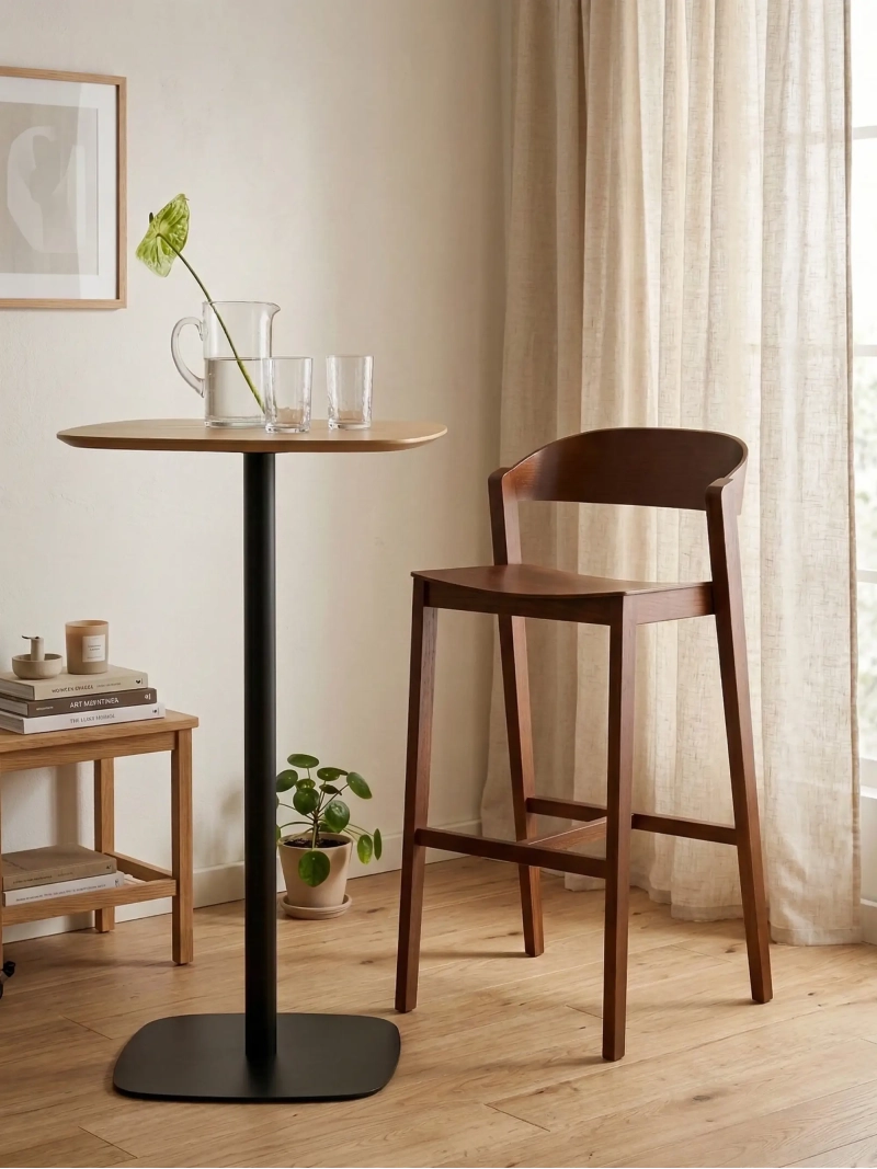 stool Scandinavian high in oak and walnut - Soho FurnMod - 23