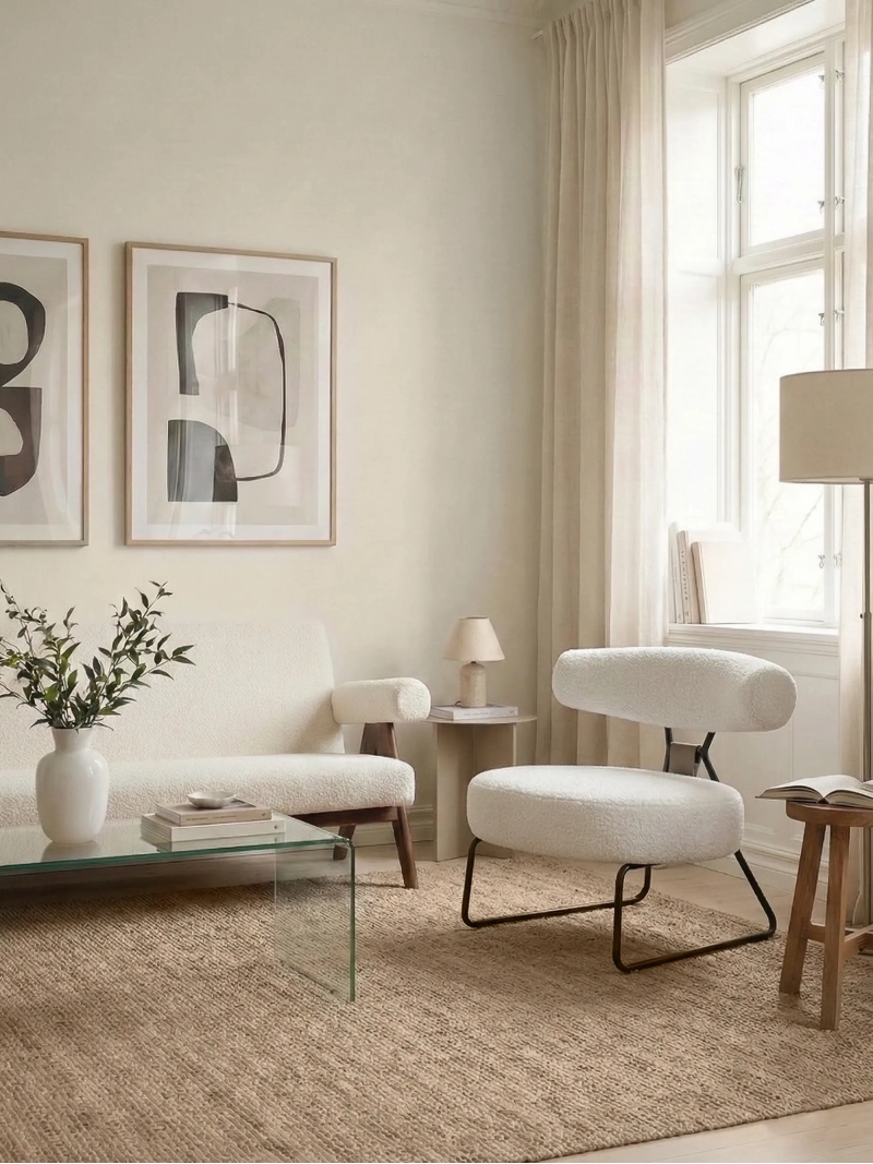 Dizajnové kreslo čalúnené buklé a oceľové nohy - Oxford FurnMod - 4