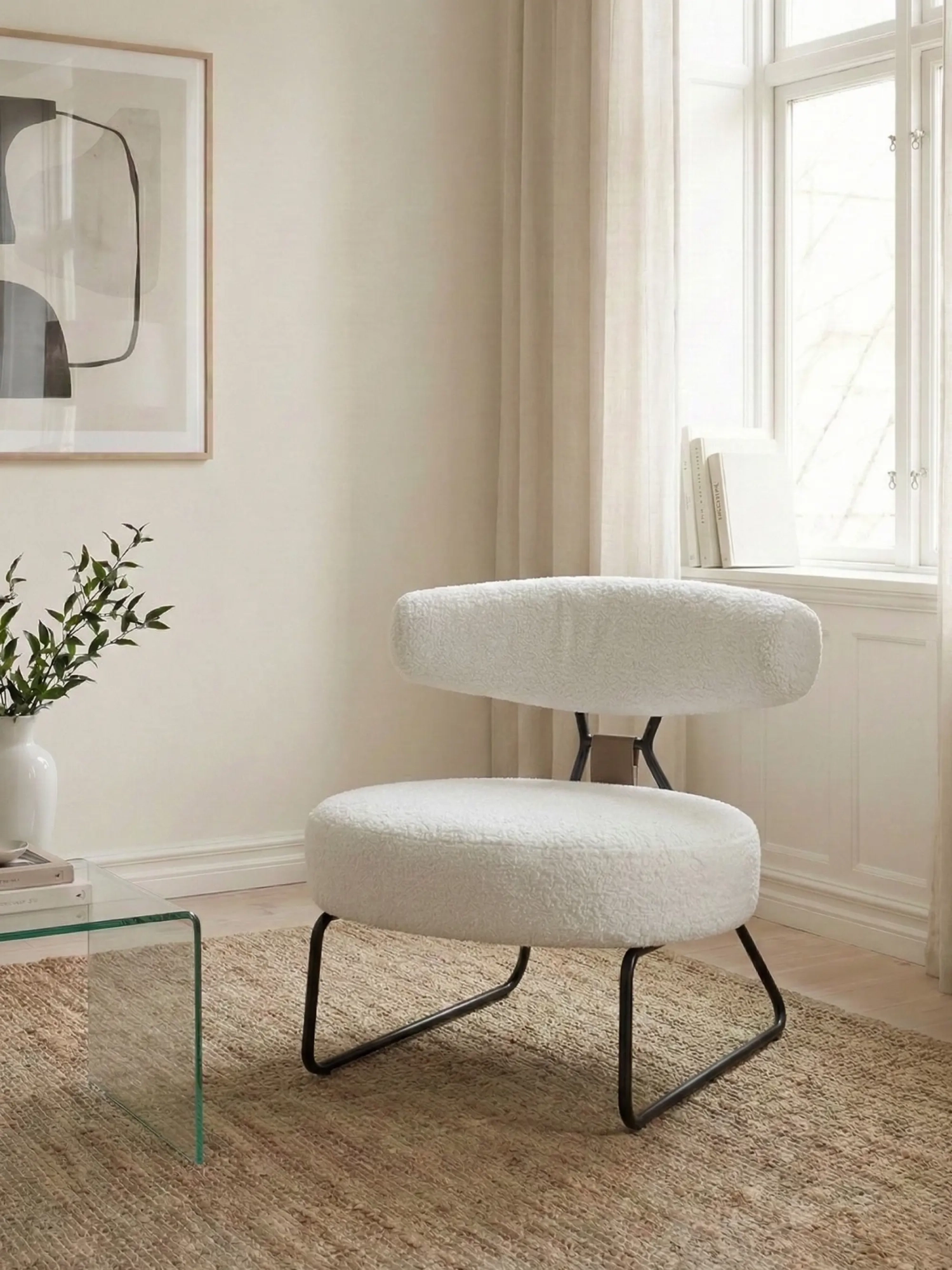 Design nojatuoli verhoiltu bouclé ja teräsjalat - Oxford FurnMod - 1
