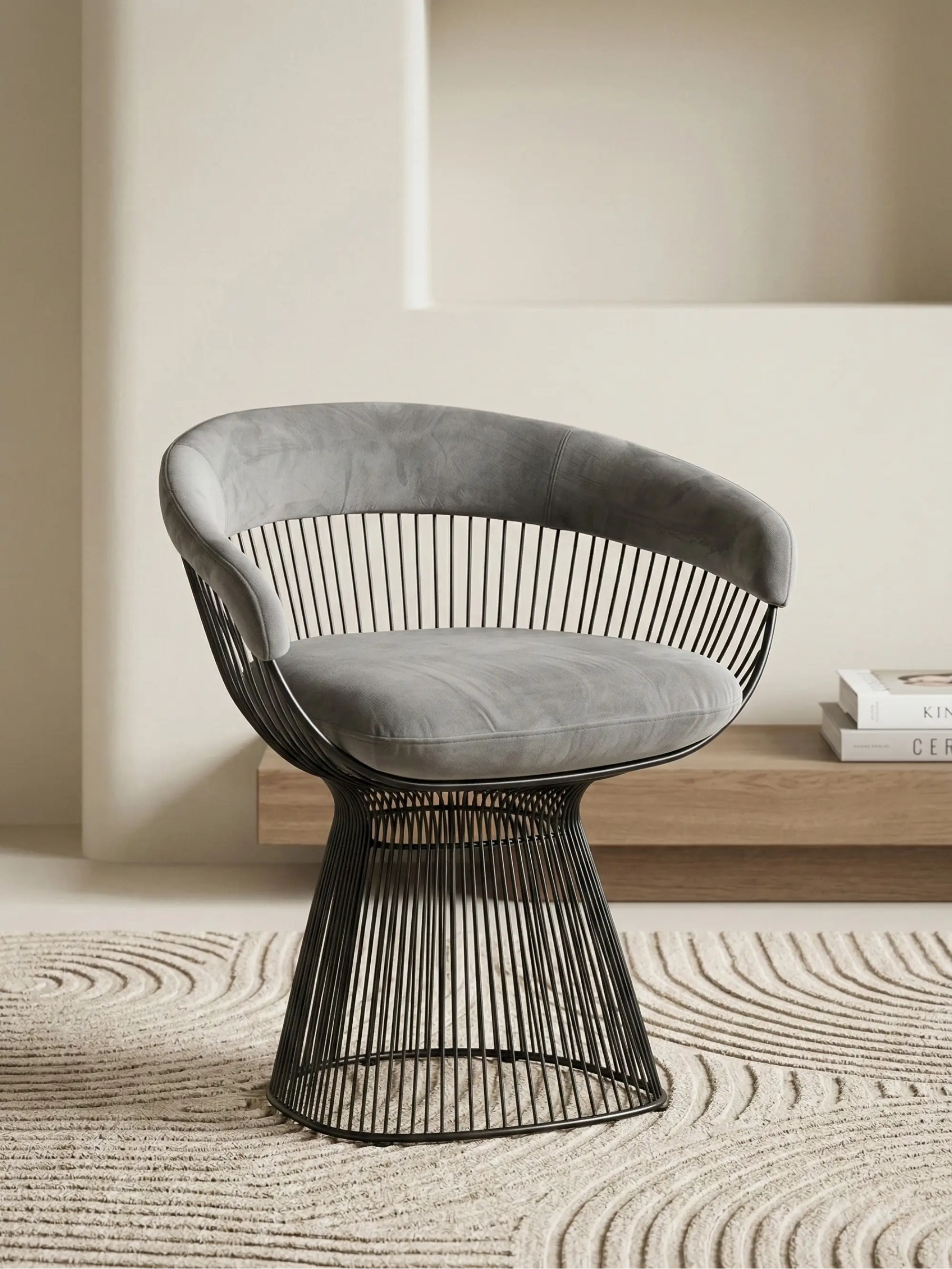 Sillón de diseño tapizado en terciopelo y estructura de acero - Albert FurnMod - 1