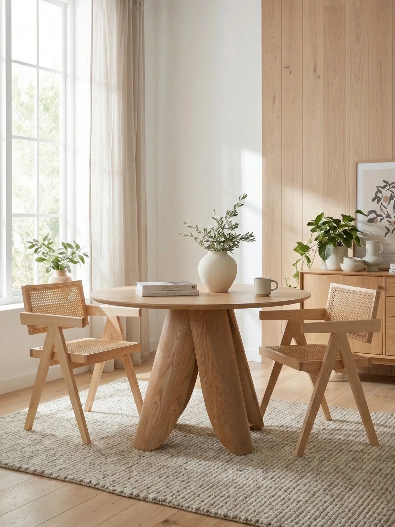 Masă de dining rotundă din lemn de frasin (120cm) - Pluto FurnMod - 1