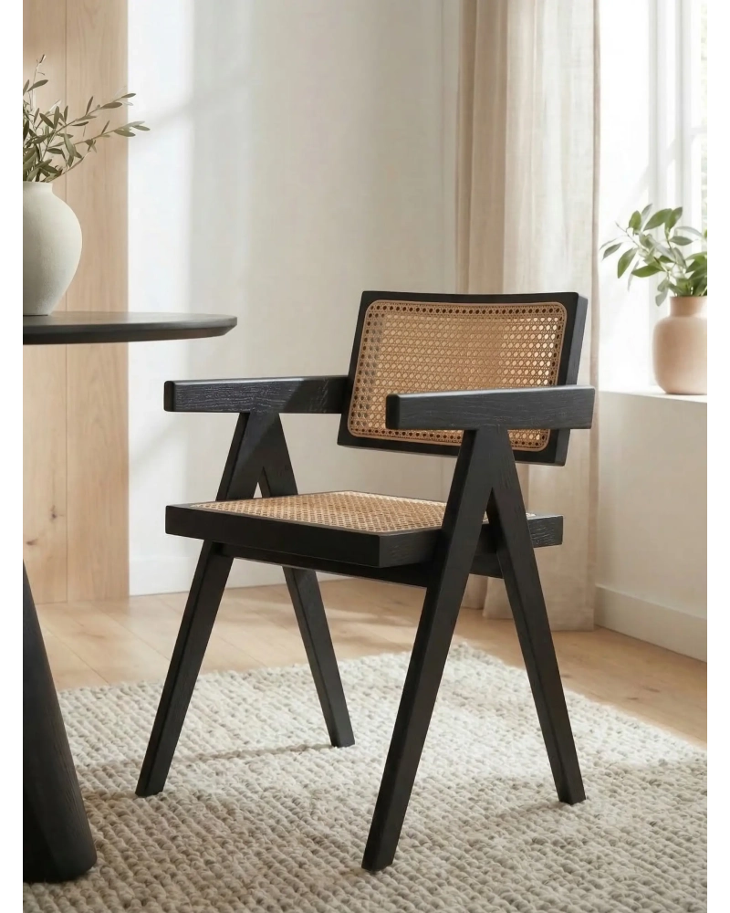 Sedia classica con braccioli in rattan naturale e legno di frassino Compass FurnMod - 16