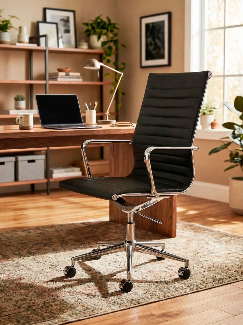 Silla de oficina ejecutiva ergonómica Premium de cuero Highback - Alu FurnMod - 1