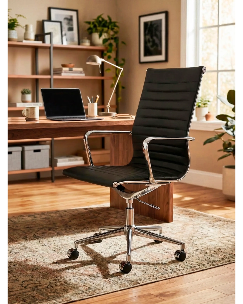 Silla de oficina ejecutiva ergonómica Premium de cuero Highback - Alu FurnMod - 1