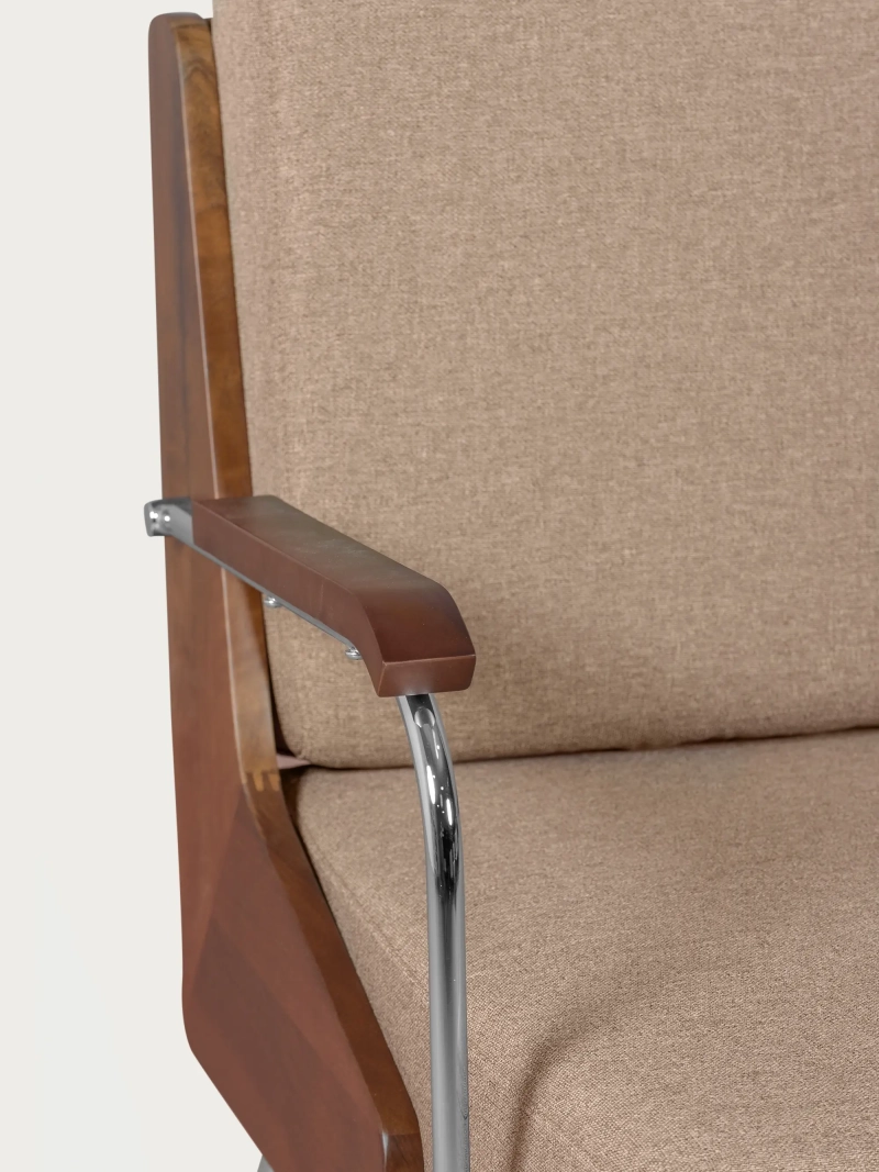 Sofá industrial en madera de nogal y tapizado en algodón - Daneu FurnMod - 1