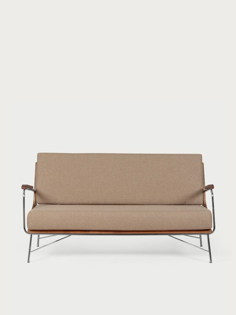 Industriel sofa i valnøddetræ og bomuldsbetræk - Daneu FurnMod - 1