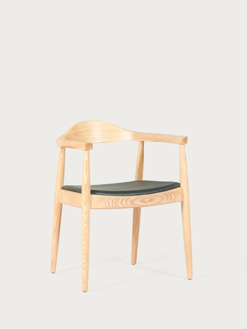 Santon chair in ash wood and eco-leather cushion FurnMod