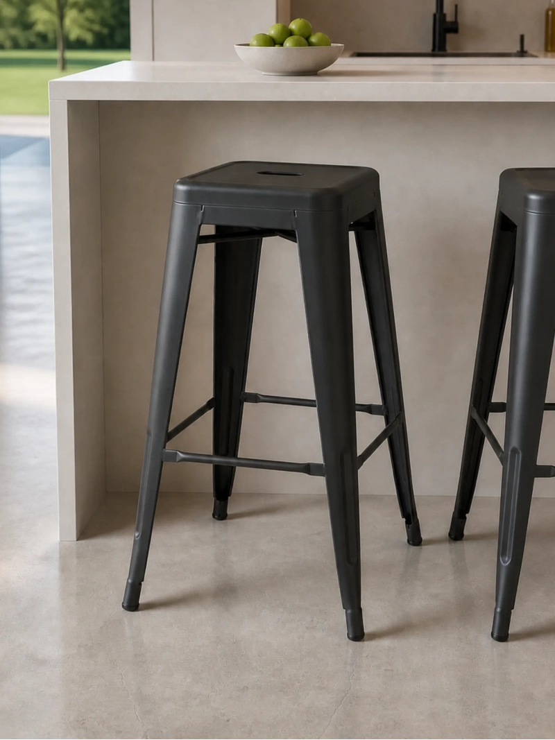 stool industrial steel 76 cm with footrest | Bistro