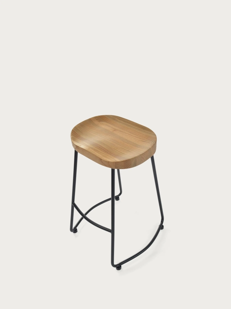Industrial High Bar Stool Portland | Solid elm wood