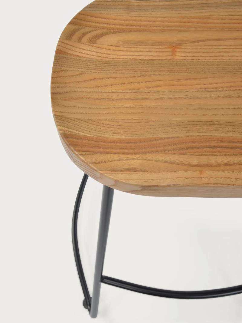 Industrial High Bar Stool Portland | Solid elm wood