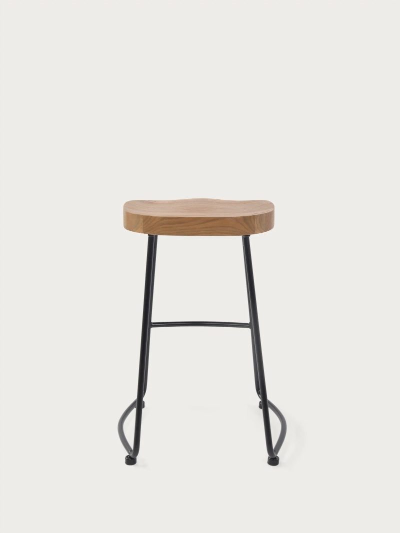 Industrial High Bar Stool Portland | Solid elm wood