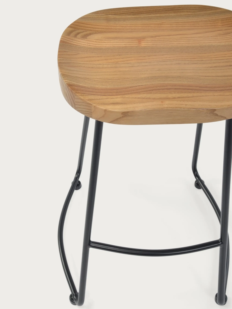 Industrial High Bar Stool Portland | Solid elm wood