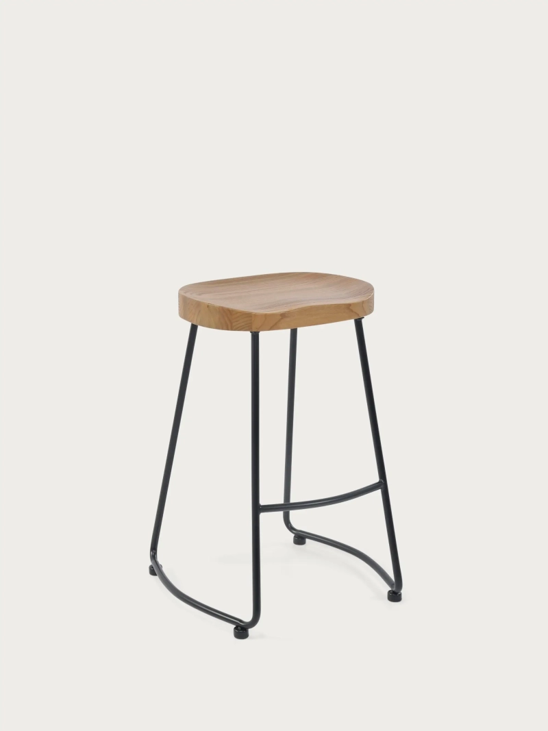 Industrial High Bar Stool Portland | Solid elm wood