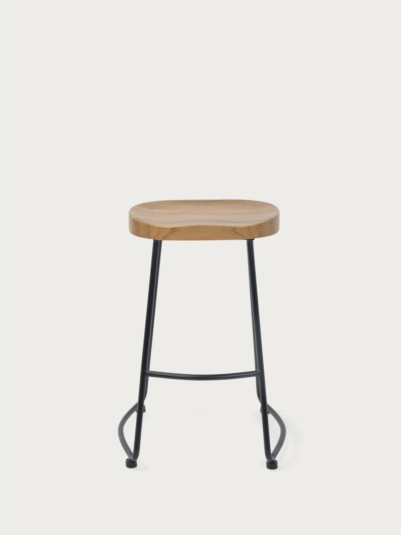 Taburete alto industrial Portland | Madera maciza de olmo
