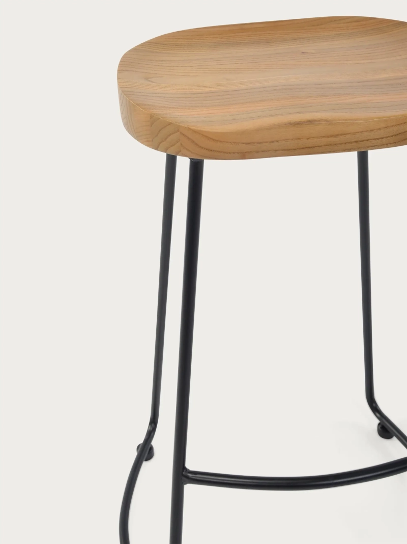 76cm Industrial High Bar Stool Portland | Madeira maciça real