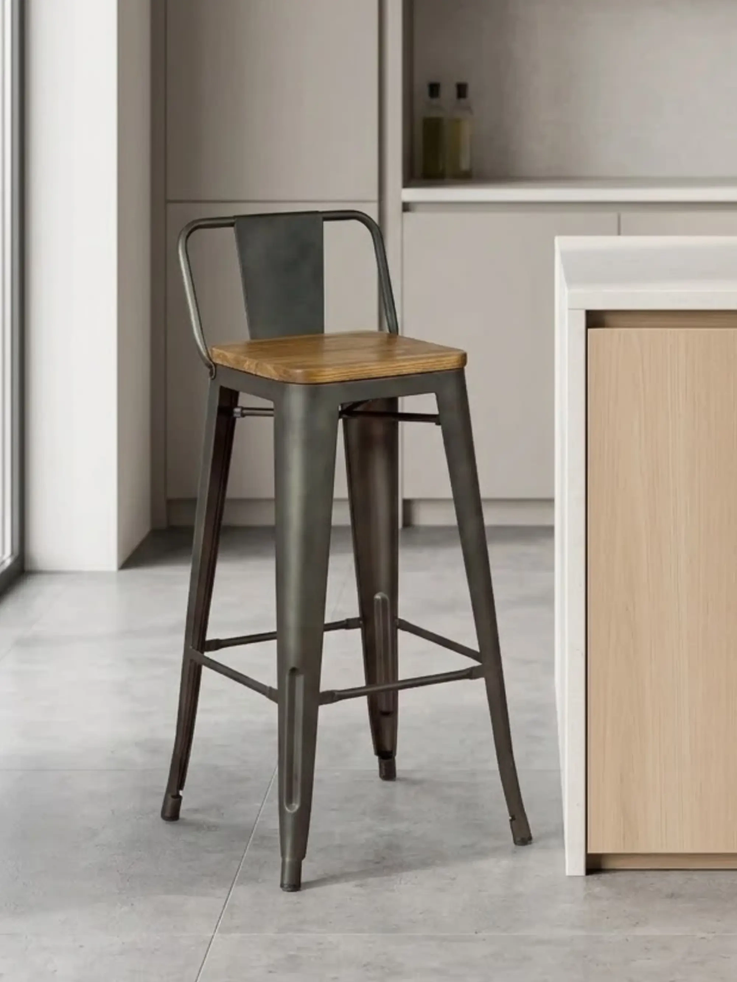 Tabouret de bar haut Bistro avec dossier | Stabilité et design
