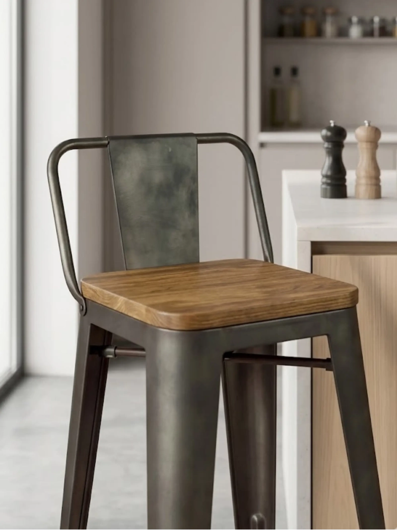 Bistro magas bárszék háttámlával | Stabilitás és design