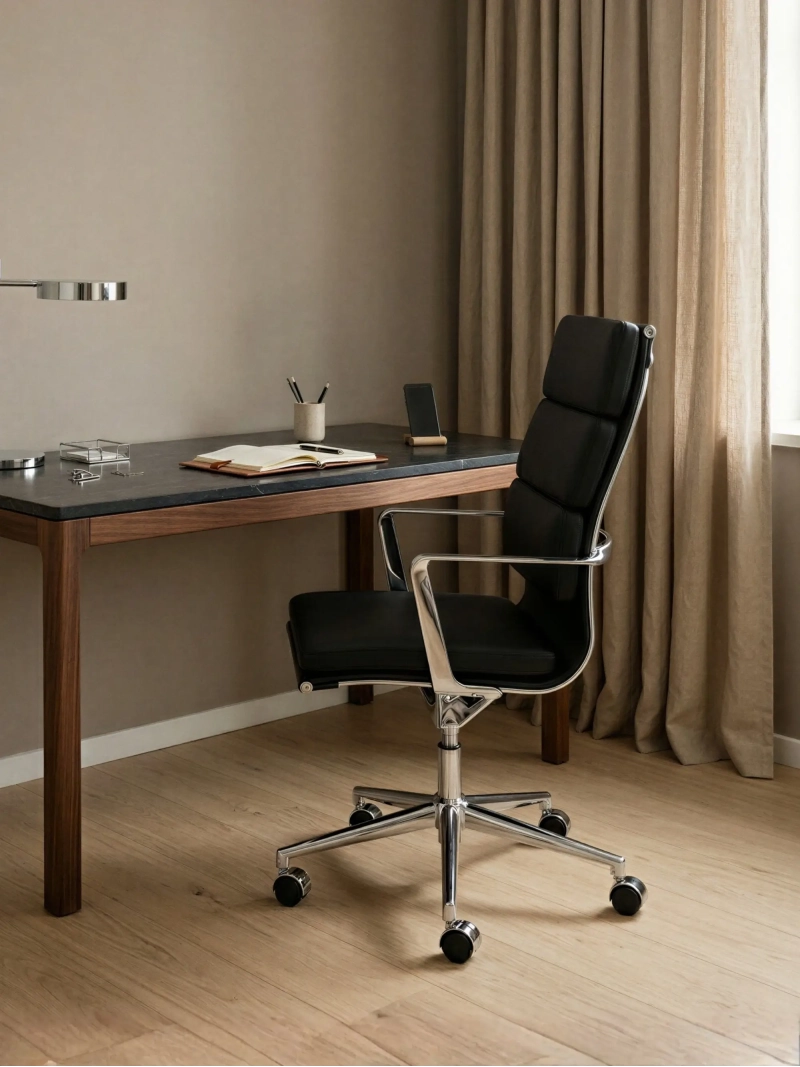 Silla de escritorio Task respaldo alto | Piel italiana y diseño ergonómico