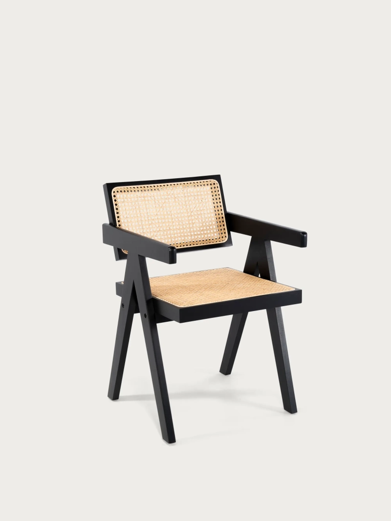 Silla clásica con reposabrazos en ratán natural y madera de fresno - Compass FurnMod - 12