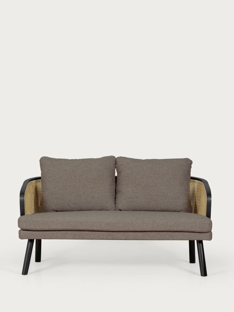 Vintage retro soffa i naturrotting och bomullsdynor Leeds FurnMod - 1