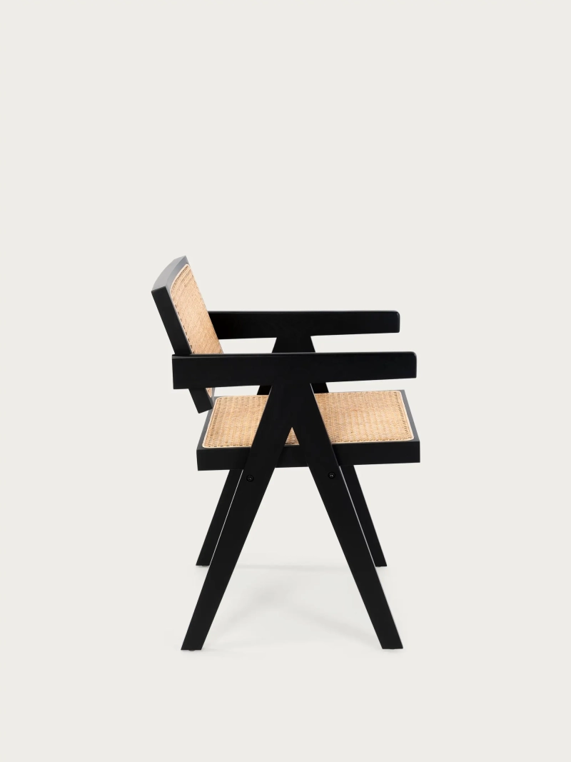 Classic chair with armrests in natural rattan and ash wood - Compass FurnMod - 12