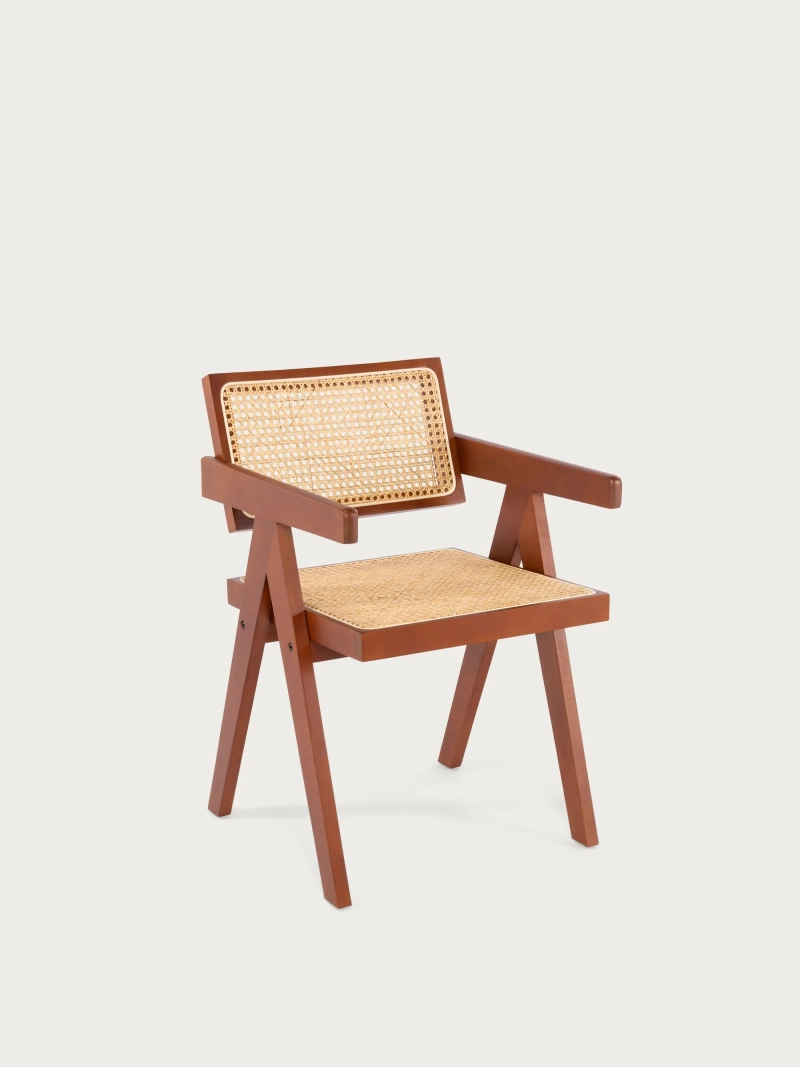 Chaise Compass en frêne et rotin avec accoudoirs : FurnMod