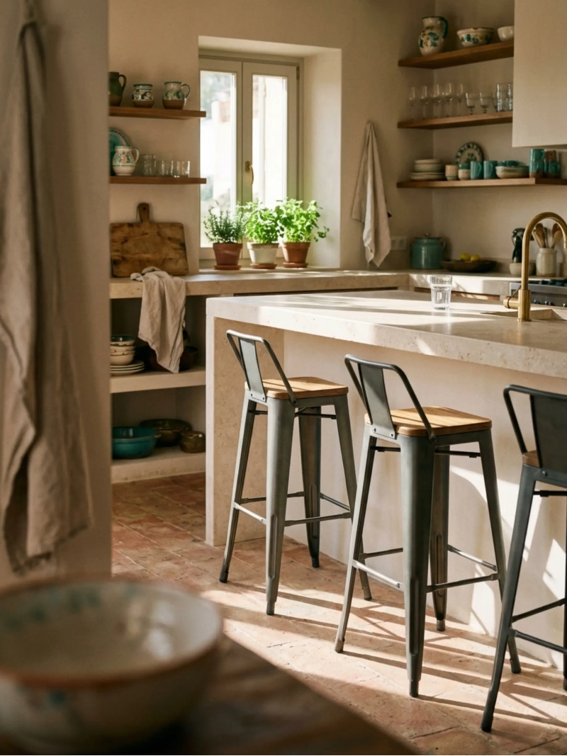 Bistro hög barstol med ryggstöd | Stabilitet och design