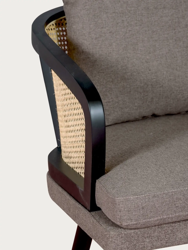Klassieke fauteuil in natuurlijk rotan met houten structuur - Leeds FurnMod - 3