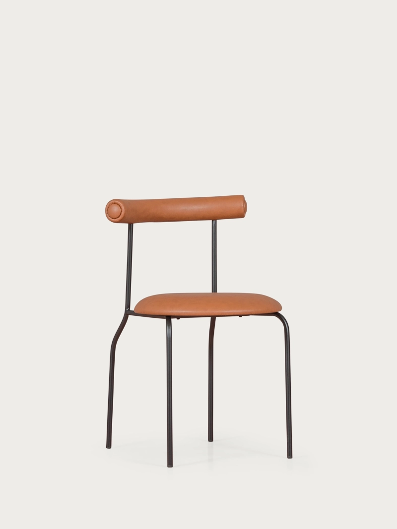 Silla de comedor estilo industrial tapizada en polipiel - Elbow FurnMod - 1