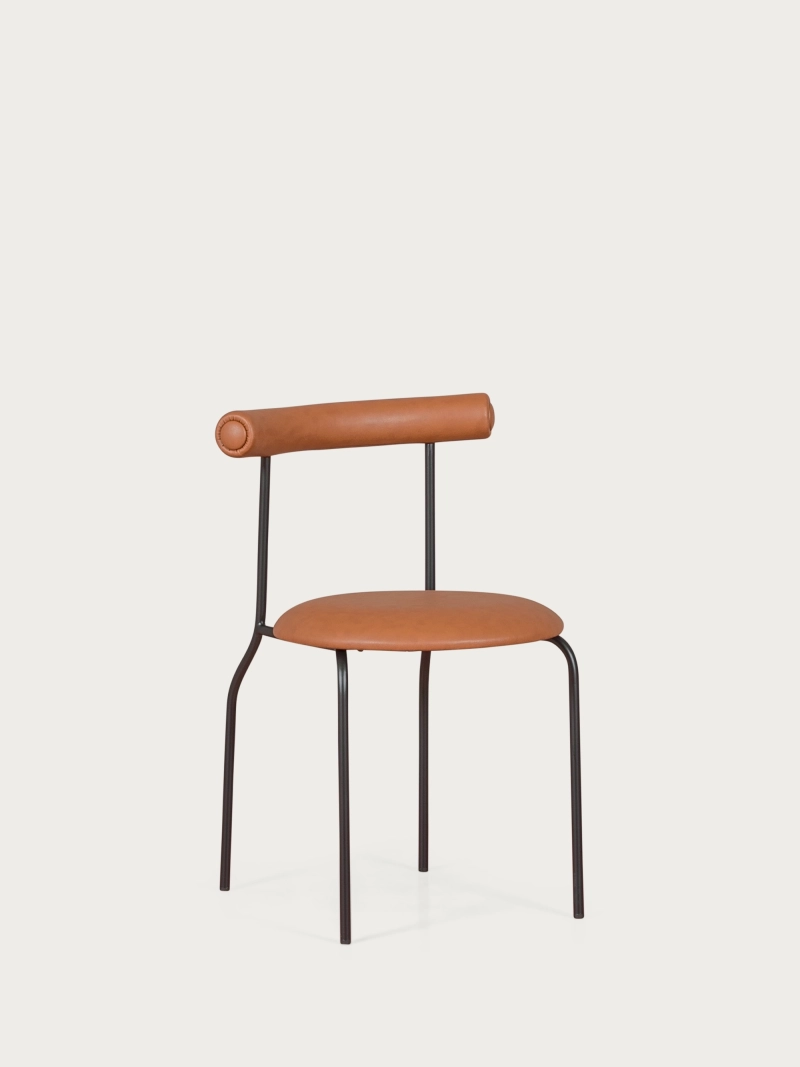 Industrial style dining chair upholstered in eco-leather - Elbow FurnMod - 5