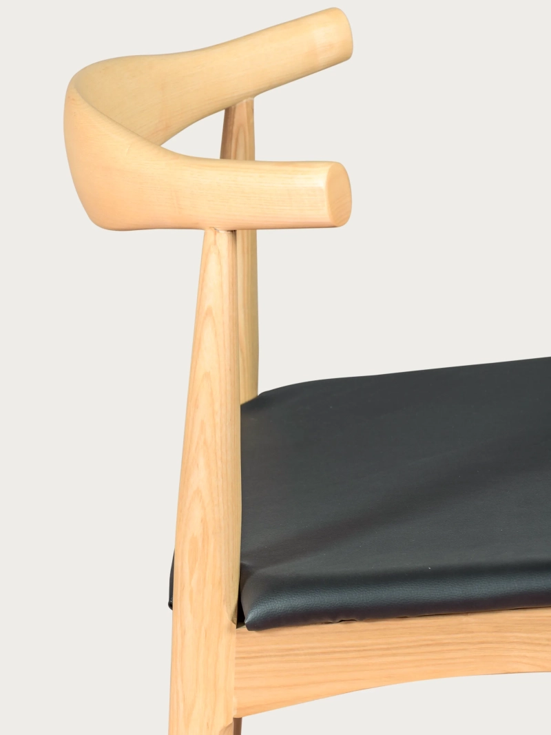 Jídelní židle z jasanového dřeva a koženkového polštáře - Elbow FurnMod - 2